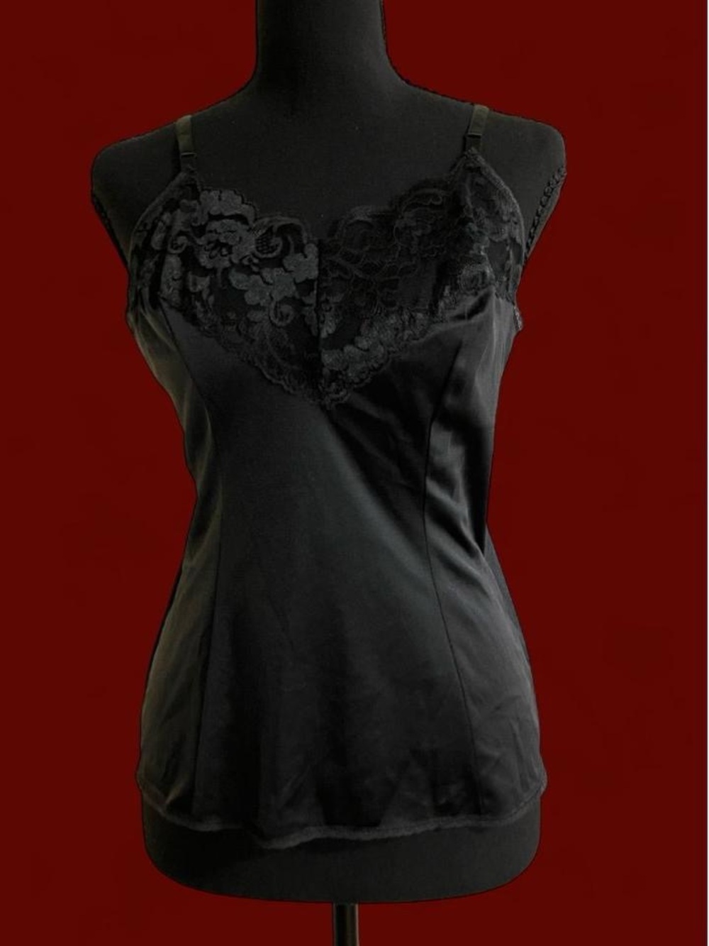 Vintage Black Lace Satin Cami